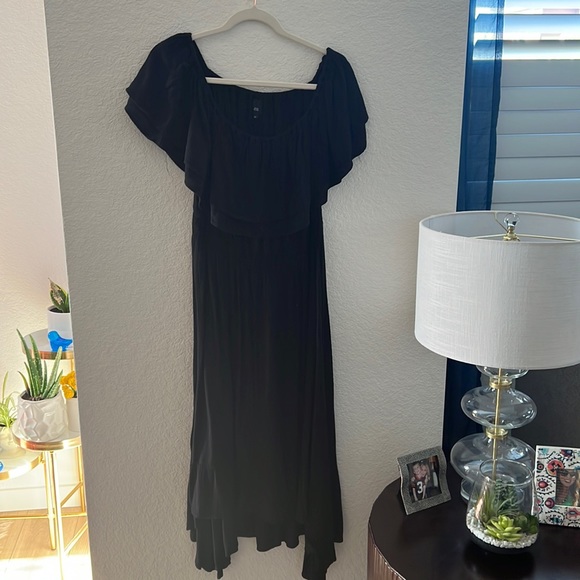 ASOS River Island Bardot Off The Shoulder Maxi Dress in Black - Picture 5 of 6